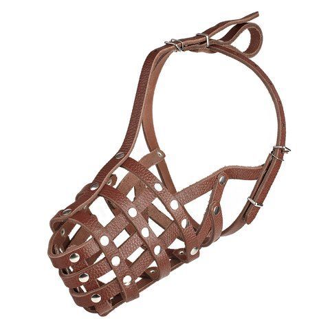 Намордник-сетка KareLine из натуральной кожи для овчарки Коричневый 5090/2 фото